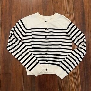 Black and White Striped Cardigan